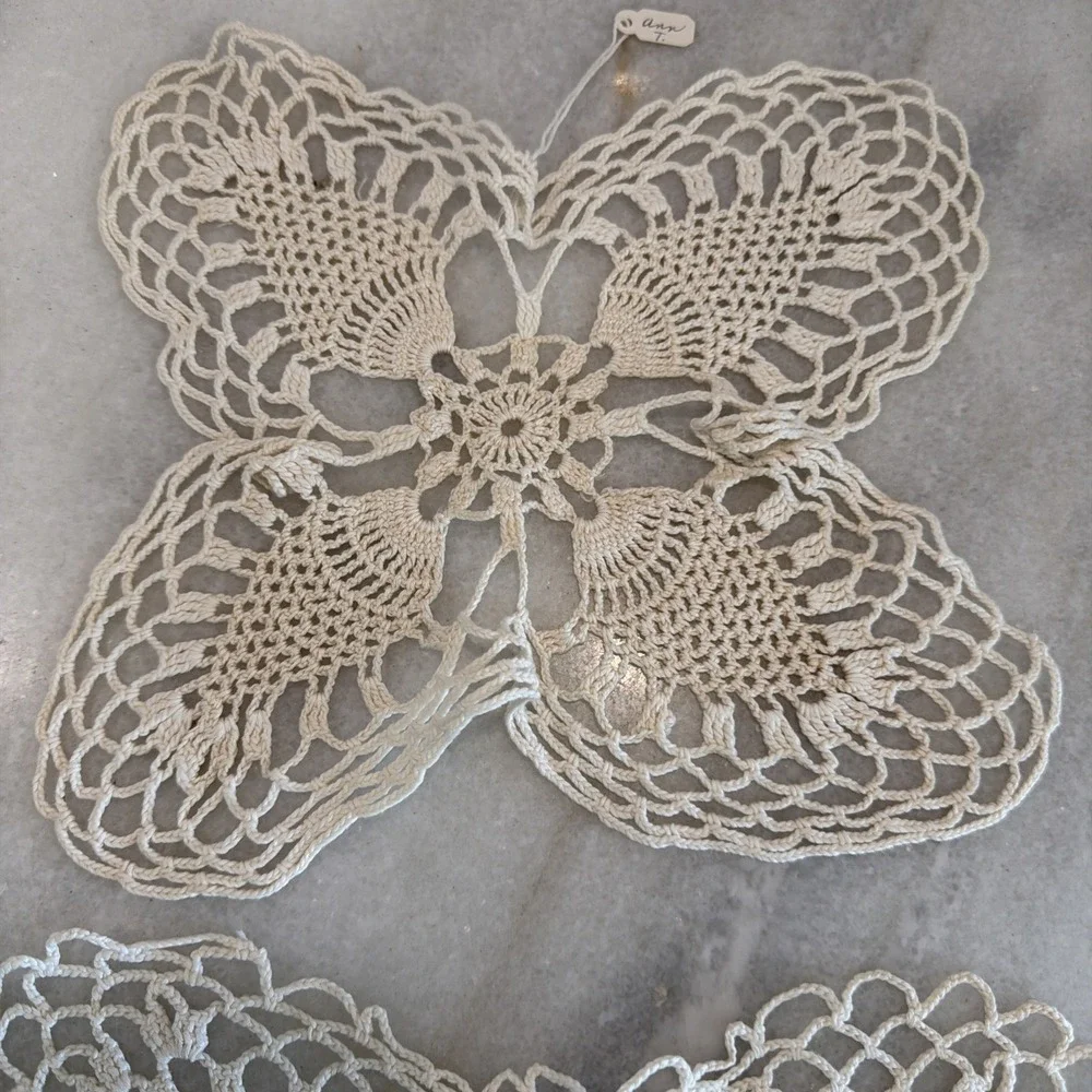 Set Of 4 vintage hand crocheted doilies
